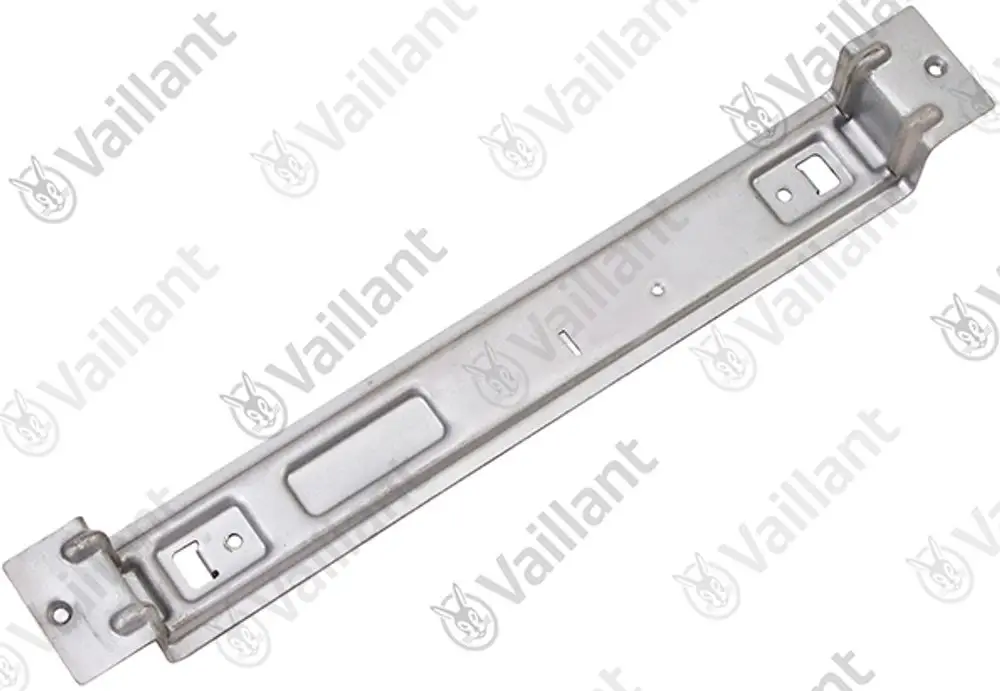 Metallkonsole von Vaillant, längliche Form mit seitlichen Befestigungen und mehreren Ausschnitten, geeignet zur Montage oder Unterstützung von Geräten.